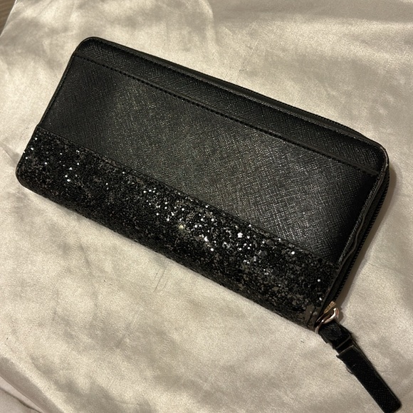 Kate Spade Neta Greda Court Black Glitter Wallet - Picture 3 of 5